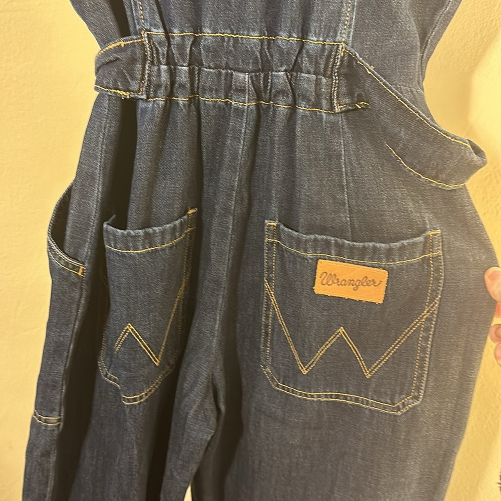 Wrangler Dark Indigo Denim Belted Short-Sleeve Jumpsuit - Picture 12 of 16
